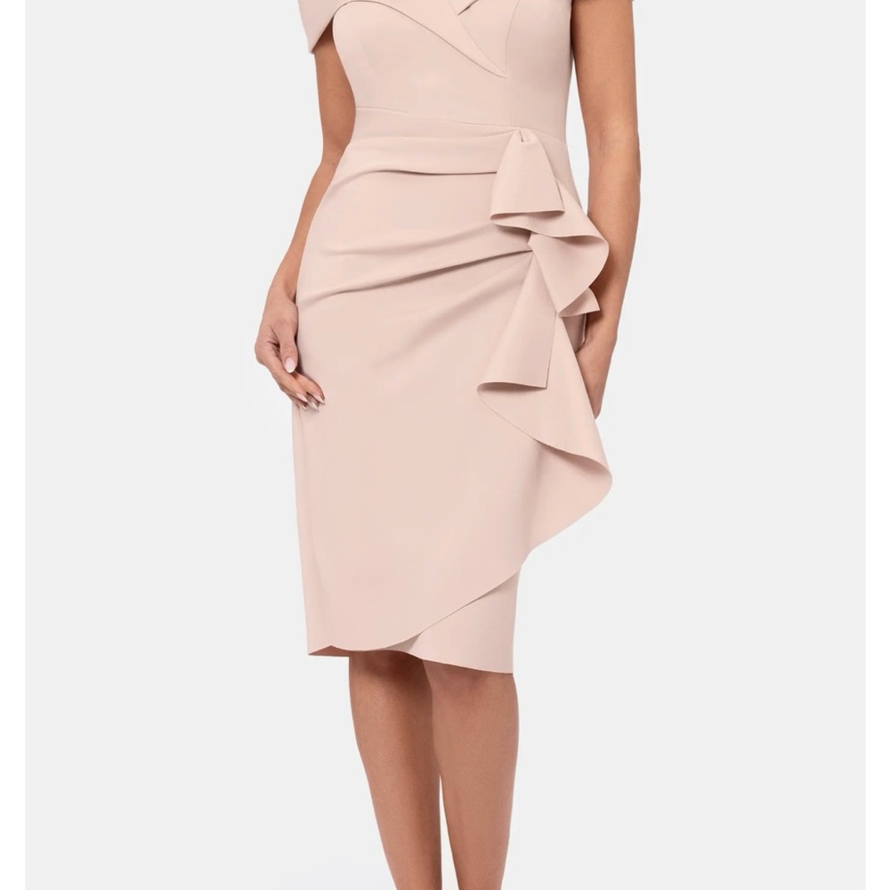 Xscape Women's Cream Midi Dress